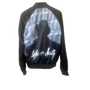 Hypnotize Mens Black Bomber Jacket "Life After Death" Graphic Print Lined